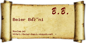 Beier Béni névjegykártya